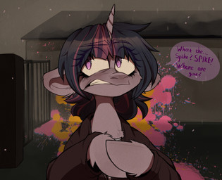 ashes chest_tuft clothing eyelashes female feral gate horn inner_ear_fluff jacket nervous scared solo topwear tuft wacky-skiff friendship_is_magic hasbro konami my_little_pony mythology silent_hill twilight_sparkle_(mlp) equid equine mammal mythological_creature mythological_equine unicorn crossover hi_res