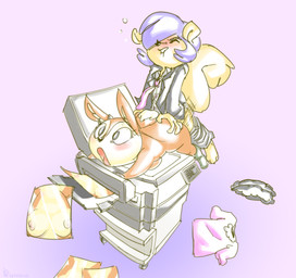 anthro bent_over blue_hair blush breasts clothed clothing discarded_clothing duo eyes_closed female from_behind_position fur hair hand_on_butt interspecies male male/female nipples nude office open_mouth photocopier photocopying_breasts photocopying_character sex simple_background unprofessional_behavior oddjuice aggretsuko sanrio tsunoda_(aggretsuko) antelope bovid gazelle mammal rodent sciurid thomson's_gazelle true_antelope digital_media_(artwork) hi_res