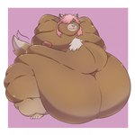 anthro arms_above_head back_rolls belly belly_rolls big_belly big_cheeks blue_eyes brown_body brown_fur chest_tuft chubby_cheeks closed_smile eyewear fat_rolls fur glasses hair huge_belly leg_rolls looking_at_viewer male medium_hair moobs morbidly_obese morbidly_obese_anthro morbidly_obese_male mouth_closed nipples nude obese obese_anthro obese_male overweight overweight_anthro overweight_male pink_hair pose presenting simple_background smile solo standing tail tail_motion tailwag three-quarter_view toony tuft reppu envy_(softboienvy) domestic_cat felid feline felis mammal ragdoll_cat 1:1 2023 absurd_res digital_media_(artwork) hi_res pinup