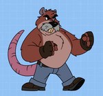 anthro biped bottomwear brown_body brown_fur clothing facial_hair fur male mature_male mustache pants solo dadotronic brok_the_investigator cowcat_games tramp_(brok_the_investigator) cricetid mammal muskrat rodent 2024 hi_res