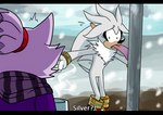 anthro black_bars dirt duo female fur male pole pseudo_hair purple_body purple_fur snow snowing stuck stuck_to_tongue surprised_expression text tongue tongue_out tongue_stuck tongue_stuck_to_pole white_body white_fur worried_look sega sonic_the_hedgehog_(series) blaze_the_cat silver_the_hedgehog mammal letterbox