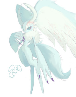 ambiguous_gender anthro antlers biped black_sclera chest_tuft colored_nails digitigrade duo featureless_crotch fingernails fluffy fluffy_tail fur head_wings horn huge_wings looking_at_viewer mouthless multicolored_body multicolored_eyes multicolored_fur nails neck_tuft nude_anthro pink_eyes pupils purple_fingernails purple_nails simple_background solo_focus tail tan_body tan_fur teal_body teal_eyes teal_fur three-quarter_view tuft unusual_wing_placement white_background white_pupils wings gemini_kirby kirby_(series) nintendo elfilin fecto_elfilis alien chinchilla chinchillid mammal rodent starling_(kirby) digital_drawing_(artwork) digital_media_(artwork) full-length_portrait hi_res portrait