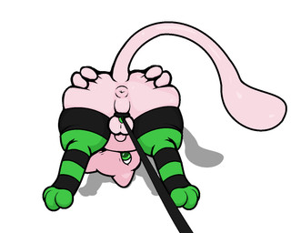 anus backsack balls balls_collar butt butt_grab clothing collar digitigrade disproportionate_genitalia feral first_person_view floating genitals green_eyes hand_on_butt heart_symbol leash leashed_collar legwear levitating looking_at_viewer male mostly_nude pattern_clothing pattern_legwear pattern_stockings penis presenting presenting_hindquarters puffy_anus rear_view simple_background solo spread_butt spread_legs spreading stockings striped_clothing striped_legwear striped_stockings stripes tail testicle_cuff upside_down shadowsunderer nintendo pokemon cameo_(javeloz) generation_1_pokemon legendary_pokemon mew_(pokemon) pokemon_(species)