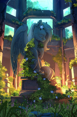 accessory female feral fetlocks flower flower_in_hair hair hair_accessory hooves light piercing plant sculpture solo sparkles statue tail wings artist_glumarkoj hasbro my_little_pony mythology mocha_breeze equid equine horse mammal mythological_creature mythological_equine pegasus pony absurd_res digital_media_(artwork) hi_res lighting