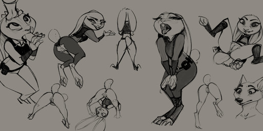 3_toes 4_fingers anthro anus biped bodily_fluids bottomless bottomwear clothed clothing cuff_(restraint) duo feet female female_anthro fingers fully_clothed genitals hand_on_head handcuffed handcuffs legwear looking_at_viewer looking_up male male/female male_anthro metal_cuffs multiple_angles offscreen_character offscreen_male one_eye_closed open_mouth oral oral_penetration pants partially_clothed penetration penis penis_in_mouth rear_view restraints saliva simple_background spread_legs spreading standing tail teeth toes tongue torn_bottomwear torn_clothing torn_pants vulva discreet_user disney zootopia judy_hopps nick_wilde canid canine european_rabbit fox lagomorph leporid mammal oryctolagus rabbit red_fox true_fox 2024 hi_res monochrome sketch