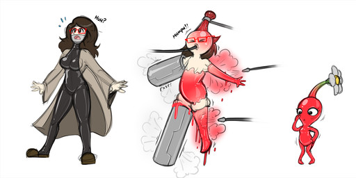 blush breasts brown_hair clothing eyewear female footwear glasses hair human_to_humanoid jacket latex plant plant_transformation red_body shoes shrinking simple_background size_transformation solo species_transformation standing surprised topwear transformation white_background redflare500 nintendo pikmin elemental_creature flora_fauna humanoid pikmin_(species) red_pikmin 2017 hi_res