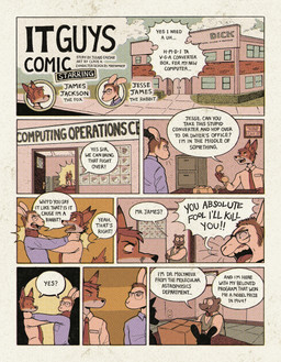 anthro college group male school tuvvin canid canine eulipotyphlan fox lagomorph leporid mammal mole_(animal) rabbit absurd_res comic hi_res