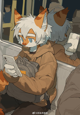anthro anus backpack bag balls blue_eyes bottomwear bottomwear_down cellphone clothed clothing electronics genitals hair holding_cellphone holding_object holding_phone holding_smartphone hoodie inside_vehicle male pants pants_down partially_clothed phone public reflection sitting smartphone solo subway three-quarter_view topwear white_hair milkybot hu_ku_li_(milkybot) domestic_cat felid feline felis mammal absurd_res hi_res
