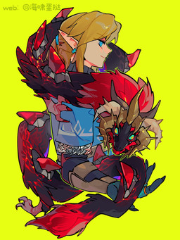 ambiguous_gender back_spikes black_body black_scales blue_eyes blue_sclera brown_hair carrying_another claws clothed clothed_humanoid clothing coiling coiling_another coiling_around_body duo ear_piercing ear_ring feral hair horn male piercing red_hair ring_piercing scales serpentine simple_background spikes spikes_(anatomy) yellow_background yellow_eyes tsunamio7 mythology nintendo tears_of_the_kingdom the_legend_of_zelda demon_dragon_(totk) link dragon eastern_dragon humanoid hylian mythological_creature mythological_scalie scalie 2023 3:4 hi_res