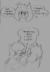 anthro dialogue duo horn male speech_bubble text buttjavis deltarune real_time_fandub snapcube undertale_(series) berdly ralsei avian bovid caprine goat humanoid mammal comic english_text hi_res meme monochrome sketch