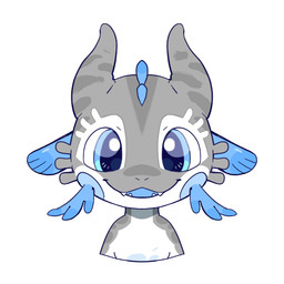ambiguous_gender anthro blue_eyes chibi fangs front_view glistening glistening_eyes grey_body looking_at_viewer nude open_mouth open_smile simple_background smile solo teeth unsigned white_background white_body asnnonaka qi_(asnnonaka) 1:1 bust_portrait icon portrait