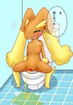 anthro bathroom blush bodily_fluids breath brown_body brown_fur eyes_closed female flat_chested floor fur genital_fluids genitals heart_censor heart_symbol inner_monologue inside kemono long_ears nude omorashi open_mouth peeing peeing_on_ground pussy sitting solo spread_legs spreading sweat tears text thinking thought_bubble tile tile_floor toilet urine urine_on_ground urine_pool urine_stream watersports queen_kemono nintendo pokemon generation_4_pokemon lagomorph lopunny mammal pokemon_(species) censored digital_media_(artwork) hi_res japanese_text shaded translated