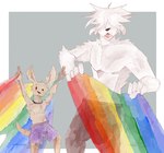 anthro clothed clothing duo lgbt_pride male male/male pride_colors rainbow_flag rainbow_pride_flag rainbow_symbol six-stripe_rainbow_pride_colors topless topless_anthro topless_male rin_i9 beastars collot_(beastars) voss_(beastars) canid canine canis domestic_dog fennec_fox fox herding_dog humanoid mammal old_english_sheepdog pastoral_dog sheepdog true_fox absurd_res hi_res