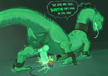 animal_genitalia animal_penis ankle_cuffs anus backsack balls big_anus big_balls big_penis bodily_fluids bouncing_balls broken_horn canine_genitalia canine_penis colored_cum cuff_(restraint) cum dialogue feral genital_fluids genitals ghost_trap green_body green_cum horn huge_balls huge_penis knot long_neck long_tail long_tongue looking_at_viewer looking_back looking_back_at_viewer machine male male_feral masturbation non-mammal_balls penile penile_masturbation penis quadruped restraints sharp_teeth solo speech_bubble spiral_horn tail talking_feral teeth text tongue tongue_out unusual_bodily_fluids unusual_cum unusual_genital_fluids banana_da_boi ghostbusters mythology dragon ghost mythological_creature mythological_scalie scalie spirit english_text hi_res