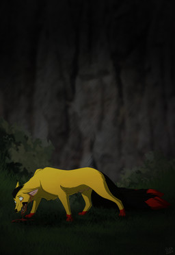 blood bodily_fluids female feral pain quadruped raining teats caraluca kira_redpaw canid canine fox fox_spirit mammal absurd_res hi_res