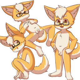 4_fingers 4_toes anthro anus arm_tuft balls big_ears biped black_nose blep cheek_tuft chest_tuft crouching elbow_tuft eyebrow_through_hair eyebrows eyewear eyewear_only facial_tuft feet fingers flaccid foreskin fur genitals glasses glasses_only glistening glistening_eyes gloves_(marking) hair hand_on_hip hand_on_own_hip hands_on_own_hips humanoid_genitalia humanoid_penis inner_ear_fluff leg_markings looking_at_viewer lying male male_anthro markings mismatched_genitalia mismatched_humanoid_penis mismatched_penis mouth_closed multicolored_body multicolored_fur multicolored_tail navel nude nude_anthro nude_male on_back open_mouth orange_body orange_fur orange_tail penis simple_background socks_(marking) solo standing tail toes tongue tongue_out translucent translucent_hair tuft two_tone_body two_tone_fur unretracted_foreskin wearing_glasses white_background white_balls white_body white_eyebrows white_fur white_hair white_inner_ear_fluff white_penis white_tail yellow_eyes young young_anthro young_male choki riggles canid canine canis domestic_dog herding_dog mammal pastoral_dog welsh_corgi 1:1 2026 digital_media_(artwork) hi_res