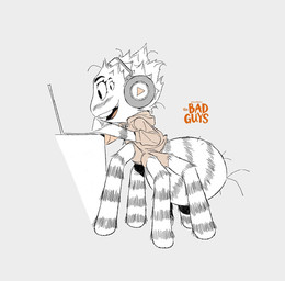 anthro clothing computer electronics headphones hoodie simple_background solo text topwear julien_le_rolland dreamworks the_bad_guys ms._tarantula_(the_bad_guys) arachnid arthropod mygalomorph spider tarantula 2019 concept_art hi_res official_art