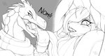 anthro clothed clothing duo extreme_size_difference female female/female grey_background holding_another imminent_vore inside_mouth mouth_shot nom open_mouth partially_inside sharp_teeth simple_background size_difference teeth allsonwa jara_(allsonwa) wanee_(allsonwa) canid canine carcharodontosaurid dinosaur fox giganotosaurus mammal prehistoric_species reptile scalie theropod hi_res monochrome