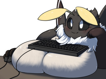 antennae_(anatomy) anthro belly big_breasts black_body black_eyes black_fur blush breast_rest breasts computer_mouse featureless_breasts female female_anthro fur huge_breasts insect_wings keyboard multi_arm multi_limb non-mammal_breasts nude nude_anthro nude_female obese obese_anthro obese_female overweight overweight_anthro overweight_female simple_background smile solo standing thick_thighs tuft using_breasts_as_table white_background white_belly wide_hips wings yosioka_san jonasii arthropod insect lepidopteran moth 4:3 absurd_res digital_drawing_(artwork) digital_media_(artwork) hi_res
