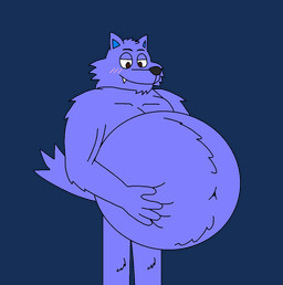 anthro belly belly_grab big_belly black_nose brown_eyes hand_on_belly looking_at_belly looking_down male navel nude nude_male periwinkle_fur solo supermariofann1 mythology supermariofanboy canid canine canis mammal mythological_canine mythological_creature werecanid werecanine werecreature werewolf wolf 2025 alpha_channel
