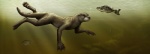 4_toes 5_fingers anthro barefoot casual_nudity claws digitigrade feet feral fingers fur group male membrane_(anatomy) nude ripple_lighting side_view size_difference solo_focus swimming tail toes underwater water webbed_feet webbed_hands cedarwolf fish mammal marine mustelid otter detailed