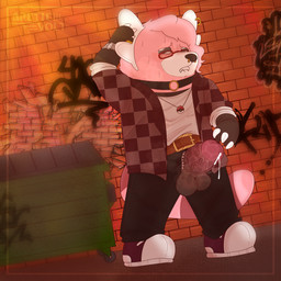 alley anthro bodily_fluids bottomwear clock clothed clothing cum ear_piercing erection excited_expression eyewear facial_piercing fangs footwear genital_fluids genitals glasses jacket male nose_piercing pants peeking_penis penis penis_poking_out penis_through_fly piercing shirt shoes solo tail teeth topwear unzipped unzipped_pants watch zipper arcticvolt nintendo pokemon fan_character bear bewear generation_7_pokemon mammal pokemon_(species) 1:1 hi_res