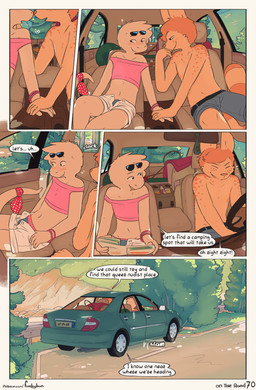 anthro bottomwear car clothing duo eyewear femboy male male/male public shorts sunglasses tail text vehicle conditional_dnp funkybun finn_(funkybun) nick_(funkybun) felid feline lizard mammal reptile scalie serval comic english_text hi_res