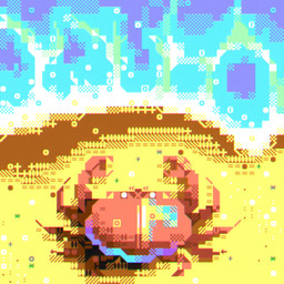 ambiguous_gender ascii_(artwork) ascii_art beach crab_claw exoskeleton feral low_poly playscii_(artwork) red_body red_exoskeleton sand solo water white_eyes dyyrlysh arthropod crab crustacean decapod malacostracan 1:1 2023 digital_media_(artwork) hi_res shaded