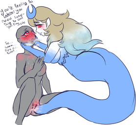 ahegao big_breasts big_butt blonde_hair bodily_fluids breasts butt duo female female/female genital_fluids hair holding_head hypnosis ice long_hair looking_pleasured mind_control penetration red_eyes sweat tail tail_fetish tail_insertion tail_play text vaginal vaginal_fluids vaginal_penetration aspenofsimpcon anon vannie_(aspen) elemental_creature ghost human humanoid ice_creature mammal mineral_fauna spirit