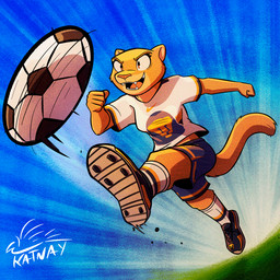 anthro ball cleats clothed clothed_anthro clothed_female clothing clubhouse determined female footwear logo mascot motion_lines open_mouth running sharp_teeth smile soccer soccer_ball soccer_uniform solo sport sportswear tail teeth uniform katnay club_universidad_nacional liga_mx nike goya_(pumas_unam) cougar felid feline mammal 1:1 artist_logo hi_res signature