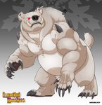 belly biceps claws fangs feral fur male muscular muscular_feral muscular_male pawpads scut_tail short_tail solo tail teeth white_body white_fur narram lustful_desires bear mammal hi_res