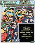 4_fingers 4_panel_comic abstract_background aloha_shirt angry anthro blood bodily_fluids brown_facial_hair brown_hair brown_mustache bullet_wound cigarette clenched_teeth clothing death dialogue duo eyewear facial_hair fingers gun hair hand_on_shoulder handgun hat headgear headwear killing male mustache pattern_clothing pattern_shirt pattern_topwear pistol ranged_weapon shirt shooting shooting_gun smoking sunglasses teeth text topwear uniform violence weapon world_war_1 rawdawgcomics rawdawgcomics_(series) archduke_franz_ferdinand_of_austria stahli_(rawdawgcomics) canid canine canis domestic_dog human mammal artist_name comic digital_media_(artwork) english_text hi_res