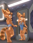 anthro aurora_(jc) breasts butt clothed clothing corset female fur hair lingerie looking_at_viewer medium_breasts mirror multicolored_eyes open_mouth reflection simple_background solo tail thick_thighs topwear under_boob underwear link6432 ratchet_and_clank sony_corporation sony_interactive_entertainment fan_character lombax mammal digital_media_(artwork)