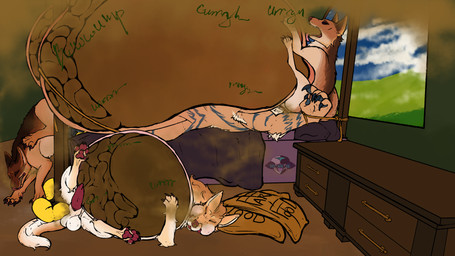 anal anal_penetration animal_genitalia animal_penis anthro arms_tied ass_to_ass assisted_penetration bag_of_food balls belly belly_expansion big_belly bound burp_cloud burp_fetish burping canine_genitalia canine_penis eating eating_food expansion fart fart_burp fart_cloud fart_fetish fart_inflation fart_sniffing farting_in_mouth farting_on_face farting_though_another farting_through_nose farting_while_penetrated feral genitals group hose hose_in_butt hose_inflation huge_belly hyper hyper_belly hyper_inflation inflated_belly inflating inflation internal knot knotted_penis leg_markings legs_tied male markings muzzle_in_anus penetration penis pet_food quadruped questionable_consent revenge revenge_sex sheath siblings_with_benefits sniffing spread_legs spreading swollen tied_to_bed tied_to_pole trio x-ray_view yonnixart nintendo pokemon butterscotch_(yonnixart) caramel_(yonnixart) pierce_(pierce_wolf) toffee_(yonnixart) arcanine canid canine canis domestic_dog generation_1_pokemon german_shepherd herding_dog mammal pastoral_dog pokemon_(species) x-ray_(disambiguation) 2025 absurd_res hi_res brother_(lore) brothers_(lore) incest_(lore) sibling_(lore) triplets_(lore)