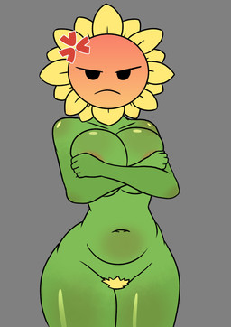 angry areola big_breasts black_eyes blonde_pubes breasts covering covering_self cross-popping_vein crossed_arms emoji female flower green_body grey_background looking_at_viewer navel nude nude_female plant pubes simple_background solo thick_thighs bruhmynameisdylan nsfwinthedark electronic_arts plants_vs._zombies popcap_games elemental_creature elemental_humanoid flora_fauna flower_creature humanoid plant_humanoid sunflower_(pvz) 2026 absurd_res digital_media_(artwork) hi_res