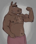 anthro biceps big_muscles eyebrows facial_hair flexing hairy looking_at_viewer male muscular muscular_anthro muscular_male navel pecs pose solo towel towel_only unibrow wkd dreamworks madagascar_(series) moto_moto common_hippopotamus hippopotamid mammal