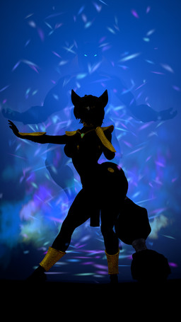 accessory anthro armband behind_another blue_background bottomwear clothing collar dark duo female floating furgonomics green_eyes hair jojo_pose legwear loincloth shoulder_pads silhouette simple_background tail tail_accessory lolla4567 warfaremachine_(modeler) nintendo star_fox krystal_(star_fox) warfare_krystal canid canine fox mammal 3d_(artwork) 9:16 digital_media_(artwork) hi_res source_filmmaker_(artwork)