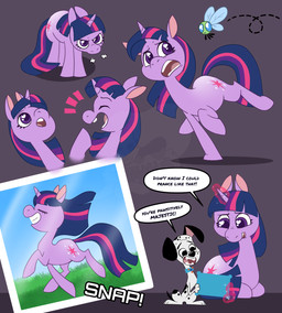 breath duo female feral grass horn laugh magic male male/female photo plant simple_background steam text trotting themiles 101_dalmatian_street 101_dalmatians disney friendship_is_magic hasbro my_little_pony mythology dawkins_(101_dalmatians) twilight_sparkle_(mlp) canid canine canis dalmatian domestic_dog equid equine mammal mythological_creature mythological_equine parasprite_(mlp) unicorn crossover english_text hi_res