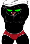 anthro armpit_hair black_body black_fur bodily_fluids body_hair bulge clothing fur green_eyes male muscular muscular_anthro muscular_male pecs red_clothing solo stocky sweat underwear undressing nemhippie cartoon_network mao_mao:_heroes_of_pure_heart sheriff_mao_mao_mao domestic_cat felid feline felis mammal hi_res