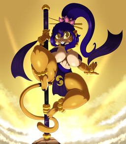 5_fingers anthro big_breasts blue_hair bottomwear breasts clothing feet female fingers grin hair loincloth looking_at_viewer nipple_tape outside pasties smile solo tape thick_thighs toes conditional_dnp suirano dianmu_(suirano) haplorhine mammal monkey primate 2022 digital_media_(artwork) hi_res