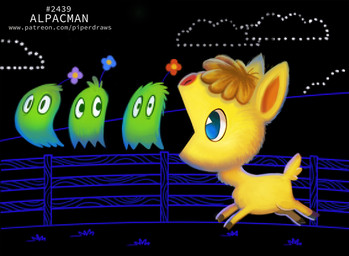 alternate_species ambiguous_gender blue_body blue_eyes blue_fur cloud cloven_hooves fence feral flower fur grass green_body green_eyes green_fur group hooves humor parody plant pun sky text unguligrade visual_pun yellow_body yellow_fur piper_thibodeau bandai_namco pac-man_(series) pac-man alpaca camelid elemental_creature flora_fauna ghost mammal spirit digital_media_(artwork) digital_painting_(artwork) painting_(artwork) url