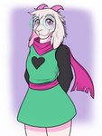 anthro blush clothing eyewear femboy fur glasses horn male pink_eyes pink_horn scarf smile solo white_body white_fur calico_kai deltarune undertale_(series) ralsei bovid caprine goat mammal hi_res