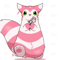 ambiguous_gender blush blush_lines cherry_blossom ears_up facial_markings feral flower fur happy head_markings holding_flower holding_object kemono looking_at_viewer markings musical_note musical_symbol open_:3 open_mouth owo pawpads paws petals pink_body pink_fur plant prunus_(flower) ring_(marking) simple_background solo symbol tail tail_motion tailwag tuft walking_towards_viewer white_background white_body white_fur tontaro nintendo pokemon furret generation_2_pokemon pokemon_(species) shiny_pokemon 1:1 2026 2d_animation animated digital_media_(artwork) frame_by_frame loop shaded simple_shading watermark