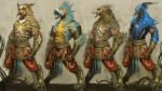 4_toes anthro armor beak blue_body blue_feathers brown_body brown_feathers claws clothed clothing feathers feet gauntlets gloves grey_background group handwear male open_mouth realistic simple_background standing toes tusks yellow_body yellow_feathers kekai_kotaki asian_mythology east_asian_mythology guild_wars japanese_mythology mythology accipitrid accipitriform ara_(genus) avian bird blue-and-yellow_macaw galliform macaw neotropical_parrot owl parrot peafowl phasianid tengu true_parrot yokai 16:9 widescreen