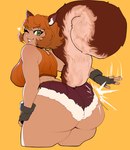 big_butt big_tail biped bite biting_lip blush bottomwear breasts brown_body brown_fur butt butt_focus butt_slap clothed clothing crop_top daisy_dukes denim denim_bottomwear denim_clothing denim_shorts eyelashes female fingerless_gloves fur gloves green_eyes hair handwear hotpants huge_butt lips looking_at_viewer looking_back looking_back_at_viewer one_eye_closed orange_hair presenting presenting_hindquarters raised_tail rear_view shirt short_hair shorts simple_background slap slapping_own_butt slapping_self smile solo standing tail tan_body tan_skin thick_thighs topwear wide_hips wink winking_at_viewer yellow_background shybred marvel marvel_rivals squirrel_girl_(marvel) animal_humanoid humanoid mammal mammal_humanoid rodent rodent_humanoid sciurid sciurid_humanoid tree_squirrel_humanoid 2025 digital_media_(artwork) hi_res portrait three-quarter_portrait