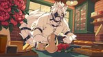 anthro bread butler detailed_background flower food fur hair harness leather leather_harness male photographer plant rose_(flower) solo tail white_body white_fur lucylee158 mihoyo zenless_zone_zero von_lycaon canid canine canis mammal wolf 16:9 2024 digital_media_(artwork) widescreen