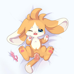 anthro blue_eyes blush bodily_fluids chibi claws crying cum cum_in_vagina cum_inside duo female fur genital_fluids genitals male male/female pawpads paws penetration penile penile_penetration penis sex sex_toy tail tears teeth vaginal vaginal_penetration vulva yellow_body yellow_fur roco_kingdom unknown_species 1:1 absurd_res hi_res