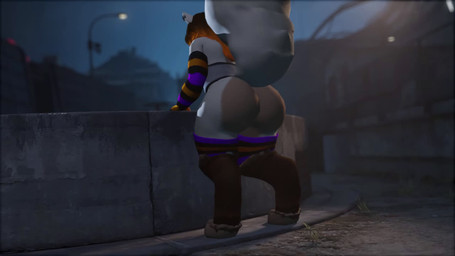 anthro brown_hair butt clothing fart fart_cloud femboy fur grey_body grey_fur hair legwear male mpeg4 orange_hair skunk_tail solo stockings starbucke alber hyenid_(species) mammal mephitid skunk 16:9 3d_(artwork) 3d_animation animated digital_media_(artwork) short_playtime sound widescreen