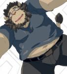 anthro belly bottomwear bulge clothing eyewear glasses male navel overweight overweight_anthro overweight_male pants shirt solo topwear train5 train_(artist) felid lion mammal pantherine 2019