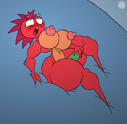 anthro belly big_breasts big_butt blush bodily_fluids bottom_heavy breasts buckteeth butt countershade_belly countershade_breasts countershading curvy_figure dutch_angle erect_nipples eyelashes featureless_feet feet female food food_fetish food_insertion food_play fur heart_nose heart_symbol improvised_sex_toy logo looking_pleasured lying navel nipples nude object_insertion on_back penetration pickle_(food) red_body red_fur solo spherical_breasts sweat sweatdrop teeth text thick_thighs vaginal vaginal_penetration vignette wide_hips thatdawgmurray happy_tree_friends flaky_(htf) mammal porcupine rodent aliasing artist_logo artist_name digital_media_(artwork) hi_res signature